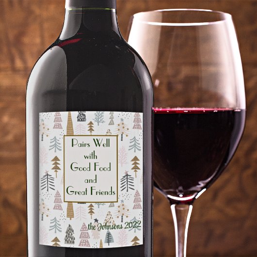 Name-Angebot | Rustikale Winterbäume (6) Weinetikett