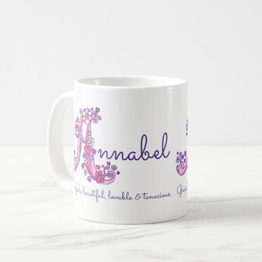 Name Annabel bedeutet dekorative A Monogramm-Tasse Kaffeetasse (Vorderseite Links)