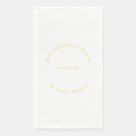 Name anpassen, Datum goldgebogene Buchstaben Hochz Serviette (Vorderseite)
