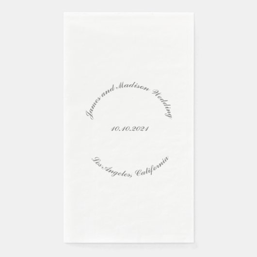 Name anpassen, Datum grau gebogene Buchstaben Hoch Serviette (Vorderseite)