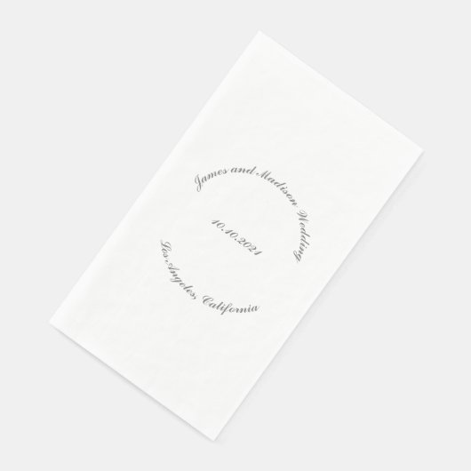 Name anpassen, Datum grau gebogene Buchstaben Hoch Serviette (Ecke)