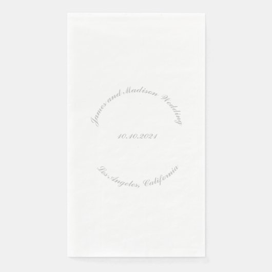 Name anpassen, Datum grau gebogene Buchstaben Hoch Serviette (Vorderseite)