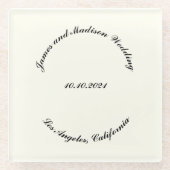 Name anpassen, Datum schwarz Elfenbeinfarben Gastg Glasuntersetzer (Vorderseite)