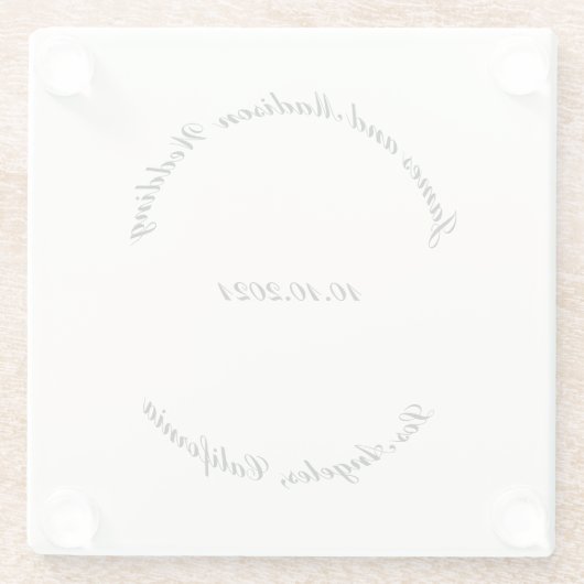 Name anpassen, Datum schwarz Elfenbeinfarben Gastg Glasuntersetzer (Rückseite)