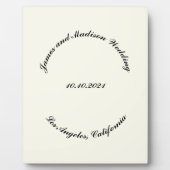 Name anpassen, Datum schwarz Elfenbeinhochzeit Fotoplatte (Vorderseite)
