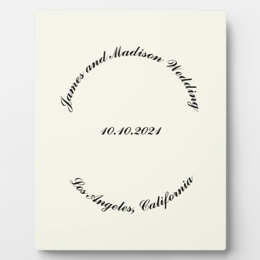 Name anpassen, Datum schwarz Elfenbeinhochzeit Fotoplatte (Vorderseite)