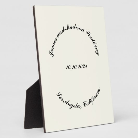 Name anpassen, Datum schwarz Elfenbeinhochzeit Fotoplatte (Seite)