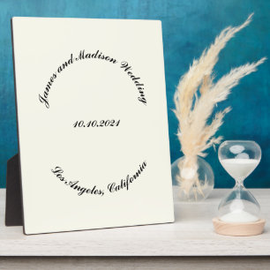 Name anpassen, Datum schwarz Elfenbeinhochzeit Fotoplatte