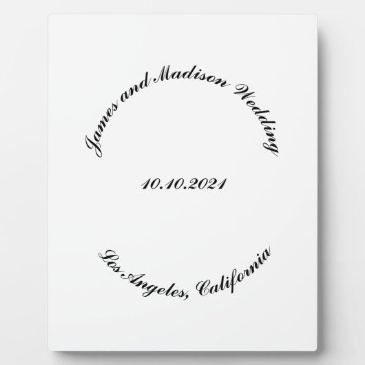 Name anpassen, Datum schwarz gekrümmte Buchstaben Fotoplatte (Vorderseite)