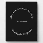 Name anpassen, Datum schwarz gekrümmte Buchstaben  Fotoplatte (Vorderseite)