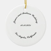 Name anpassen, Datum schwarz gekrümmte Buchstaben  Keramik Ornament (Vorne)