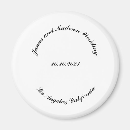 Name anpassen, Datum schwarz gekrümmte Buchstaben Magnet (Vorne)