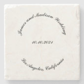 Name anpassen, Datum schwarz gekrümmte Buchstaben  Steinuntersetzer (Vorderseite)