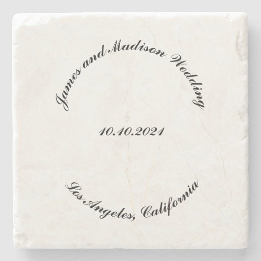 Name anpassen, Datum schwarz gekrümmte Buchstaben  Steinuntersetzer (Vorderseite)