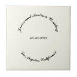 Name anpassen, Datum schwarze Elfenbeinhochzeit Fliese<br><div class="desc">Passen Sie den Namen an,  das Datum schwarz geschwungene Briefe Hochzeitskachel Keramik,  personalisieren Sie ihn mit Ihrem eigenen Text,  Informationen</div>