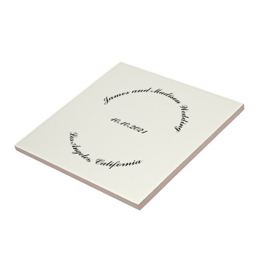 Name anpassen, Datum schwarze Elfenbeinhochzeit Fliese (Seite)