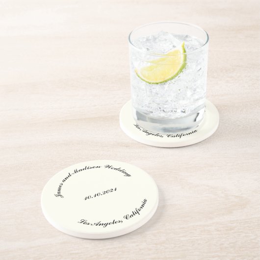 Name anpassen, Datum schwarze Elfenbeinhochzeit Getränkeuntersetzer (Seite)