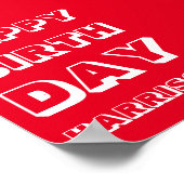 Name anpassen, Happy Birthday, Red white fett Poster (Ecke)