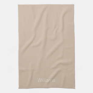 Name anpassen minimalistisches Beige Beige Weiß Geschirrtuch