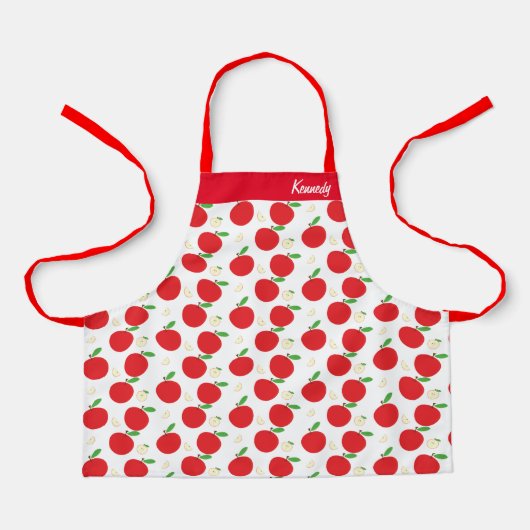 Name Apple Fruit Red White Food Muster Schürze (Vorderseite)