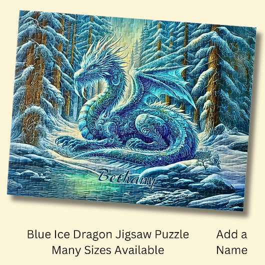 Name, Aqua Blauer Eisdrache in der Nähe des Teiche Puzzle