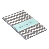 Name-Aqua-graues Zickzack Notizbuch Notizblock (Rechte Seite)