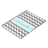 Name-Aqua-graues Zickzack Notizbuch Notizblock (Linke Seite)