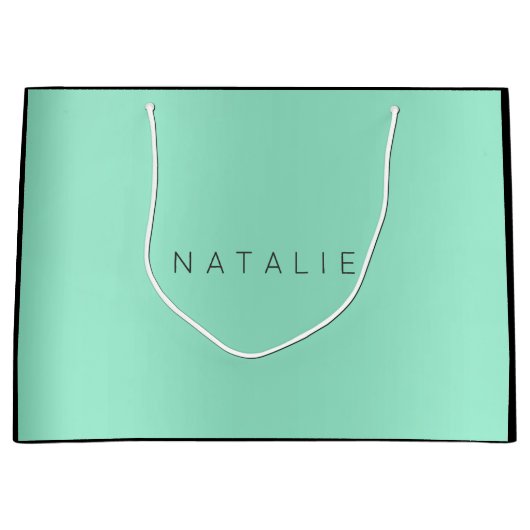Name Aqua Mint Blush Pearly Minimal Geschenk Große Geschenktüte (Vorderseite)