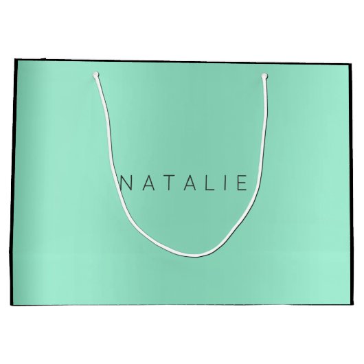Name Aqua Mint Blush Pearly Minimal Geschenk Große Geschenktüte (Rückseite)