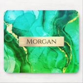 Name, Aquamarin Gelb und grün flüssiger Tinte, Gol Mousepad (Vorne)
