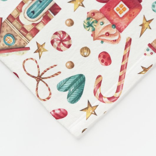 Name Aquamarin & Red Snowman, Süßigkeiten Fleece B (Ecke)