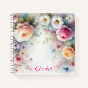 Name Aquarell Wasserfarbe Blumen Vorlage Bunt Notizblock