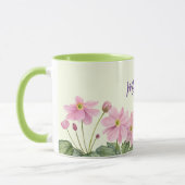 Name Aquarellfarbe Rosa Japanische AnemonIllustrat Tasse (Links)