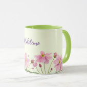 Name Aquarellfarbe Rosa Japanische AnemonIllustrat Tasse (VorderseiteRechts)