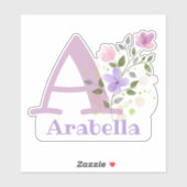 Name Arabella und Anfangsbezeichnung mit Blumendes Aufkleber (Blatt)