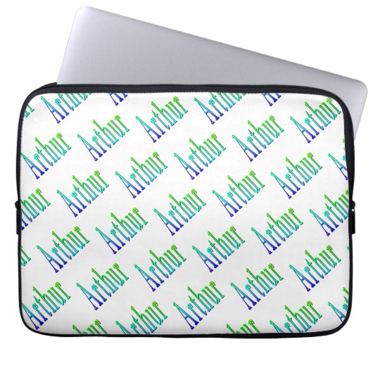 Name Arthur in grün und blau, Laptopschutzhülle (Vorderseite)