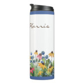 Name auf Aquarellfarben Wildblumen Sommer 12 oz Thermosbecher (Nach rechts gedreht)
