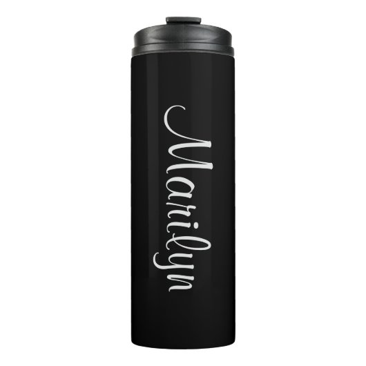 Name auf Basis-Schwarz-Matching-Design 12oz Thermosbecher (Vorderseite)