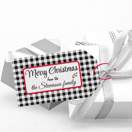 Name auf Black & White Buffalo Karo 10 Geschenkanhänger