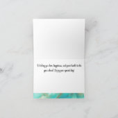 Name auf der Rückseite, Happy Birthday, Türkis & B Karte (Innenseite)