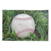 Name auf einem Baseball im Gras Kissenbezug (Rückseite-Links)