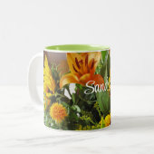 Name auf großen Sonnenblumen 11oz Zweifarbige Tasse (Vorderseite Links)