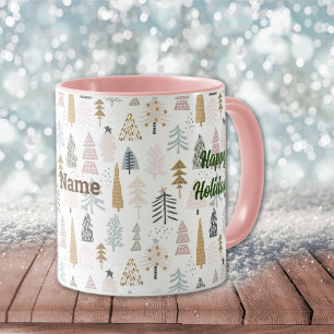 Name auf Happy Holidays Winter Trees 11oz. Combo Tasse