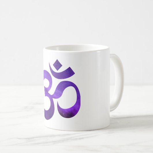 Name auf Lila Space Om Symbol 11oz Kaffeemaschine  Kaffeetasse (VorderseiteRechts)
