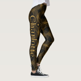 Name auf Luxus-Gold-Guilloché-Nahtlos-Muster Leggings