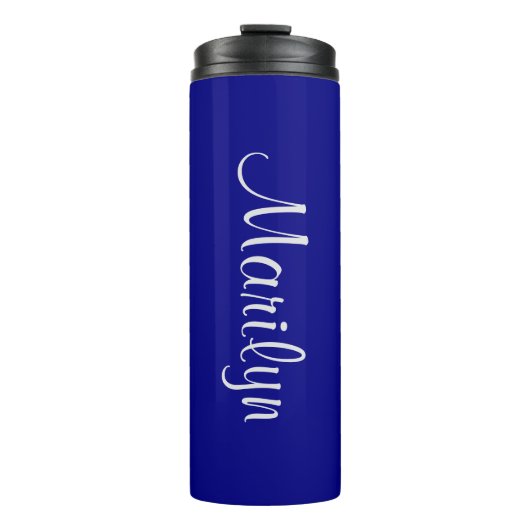 Name auf Navy Blue Matching Design 12oz Thermosbecher (Vorderseite)