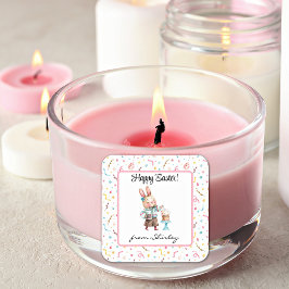 Name auf Niedlich Happy Oaster Bunny 1.5 in Quadratischer Aufkleber