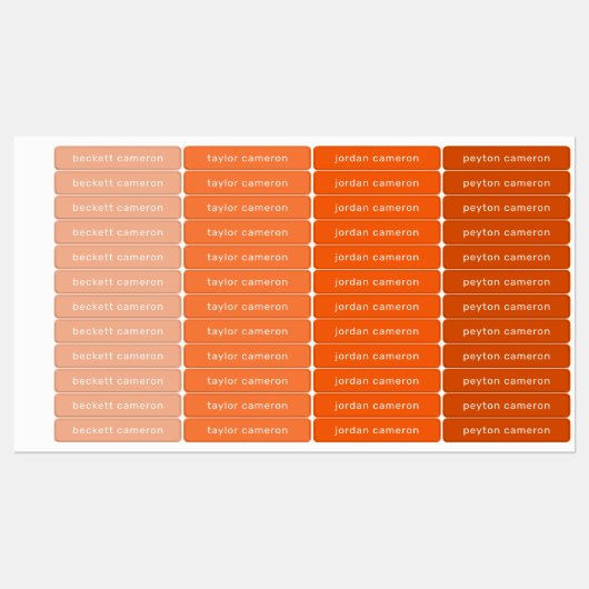 Name auf Orange Adhesive Etiketten (Blatt)
