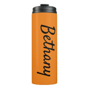 Name auf Orange Matching Design 12oz Thermosbecher