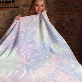 Name auf rosa blaue Wasserfarbe mit musikalischen  Fleecedecke